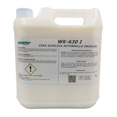 Cera acrilica autobrillo incolora 18% Winkler WK-630 5 litros